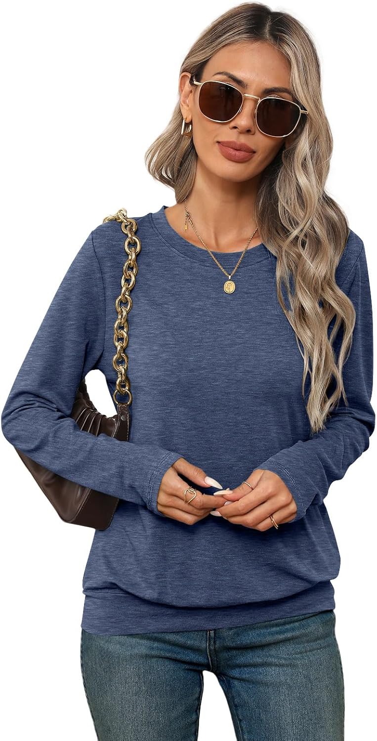 Womens Long Sleeve Shirts Casual Banded Hem Tops Basic Tees Spring Outfits Clothes 2026 - Image 4