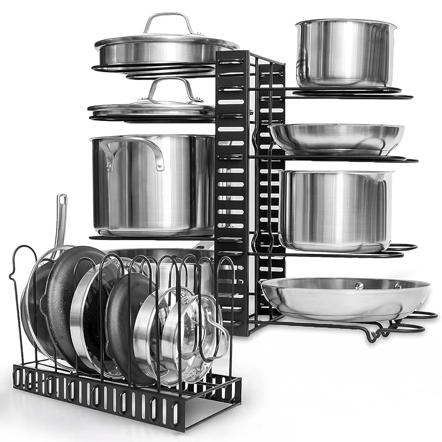 LAMU Pots And Pans Organizer For Under Cabinet, 6-Tier