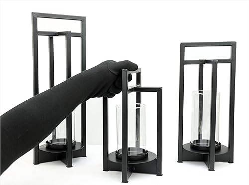 Miniatura 5 de Portavelas de metal negro con acabado en polvo | Diseño moderno y único de decoración del hogar Ideas ideales | Centro de mesa estético | Decoración