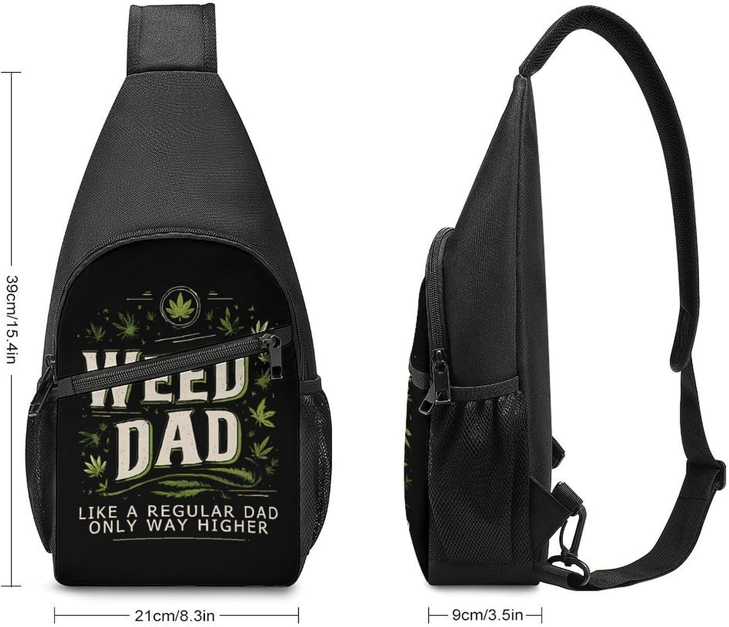 Funny Weed Dad Crossbody Sling Backpack Chest Bag Daypack | unisex,trendy,with convertible and detachable shoulder strap,side pockets
