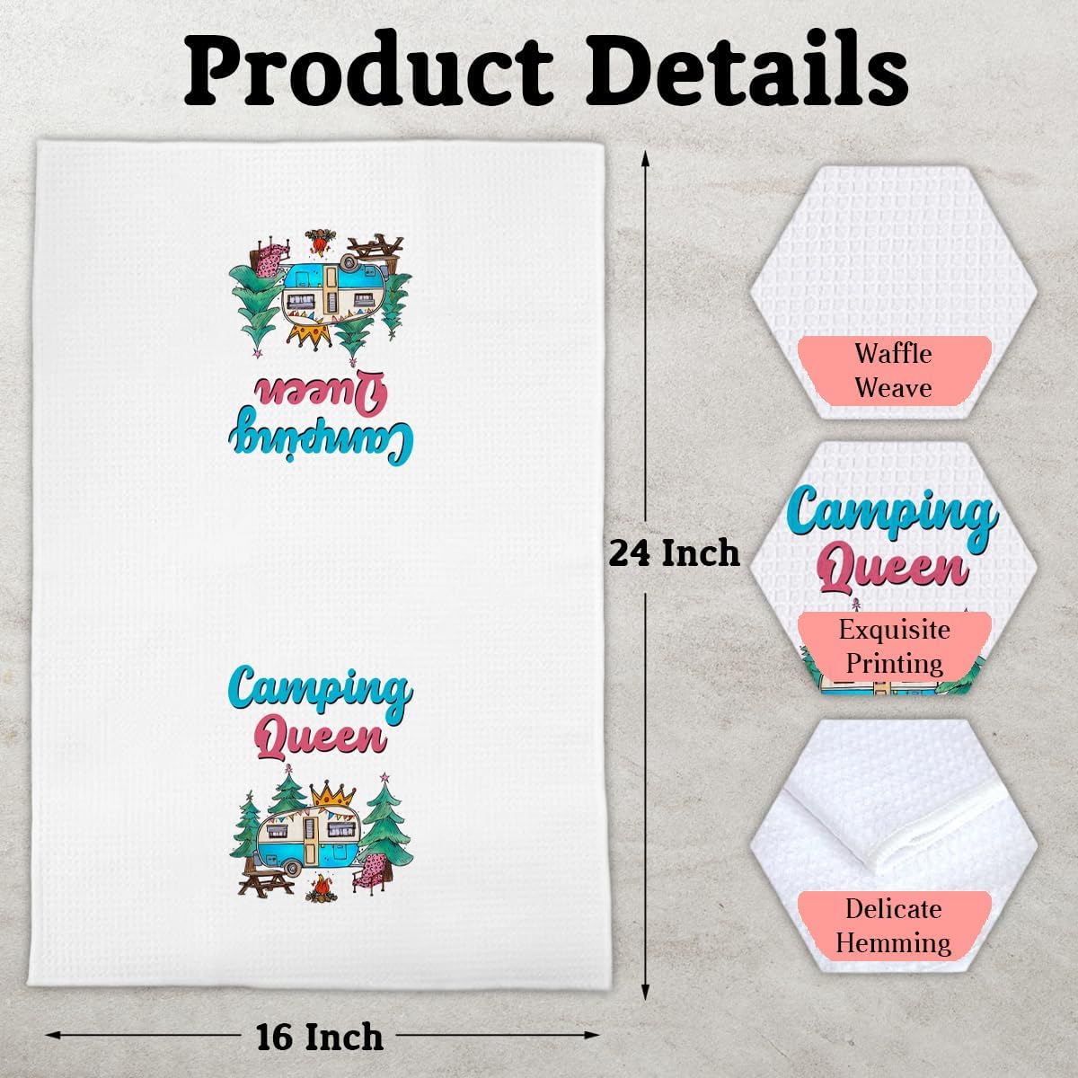Camping Gifts Kitchen Towels for Camp Lovers, Camping Queen Decorative Towels for Bar Kitchen Bathroom - Image 4
