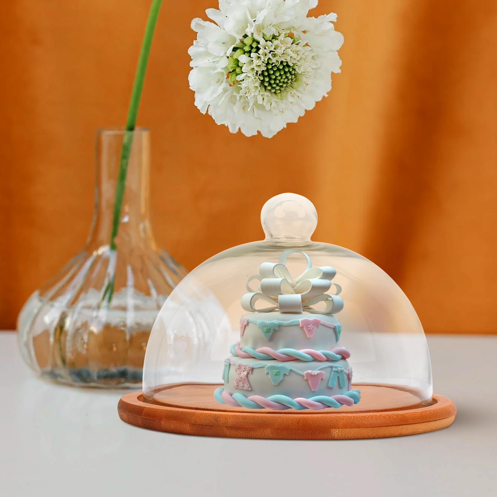 Vassoio per Torte con Cupola in Vetro e Legno per Buffet