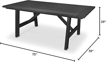 POLYWOOD Rustic Farmhouse 39 x 75 Dining Table in Black