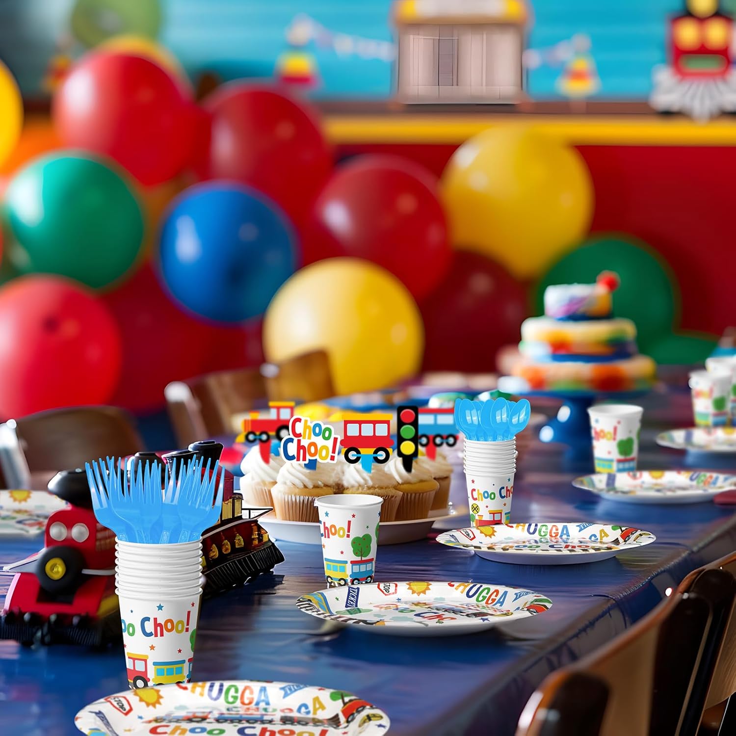 Train Party Decorations - Train Party Plates and Napkins for Kids Birthday Party, Serves 20 Guests - Image 7