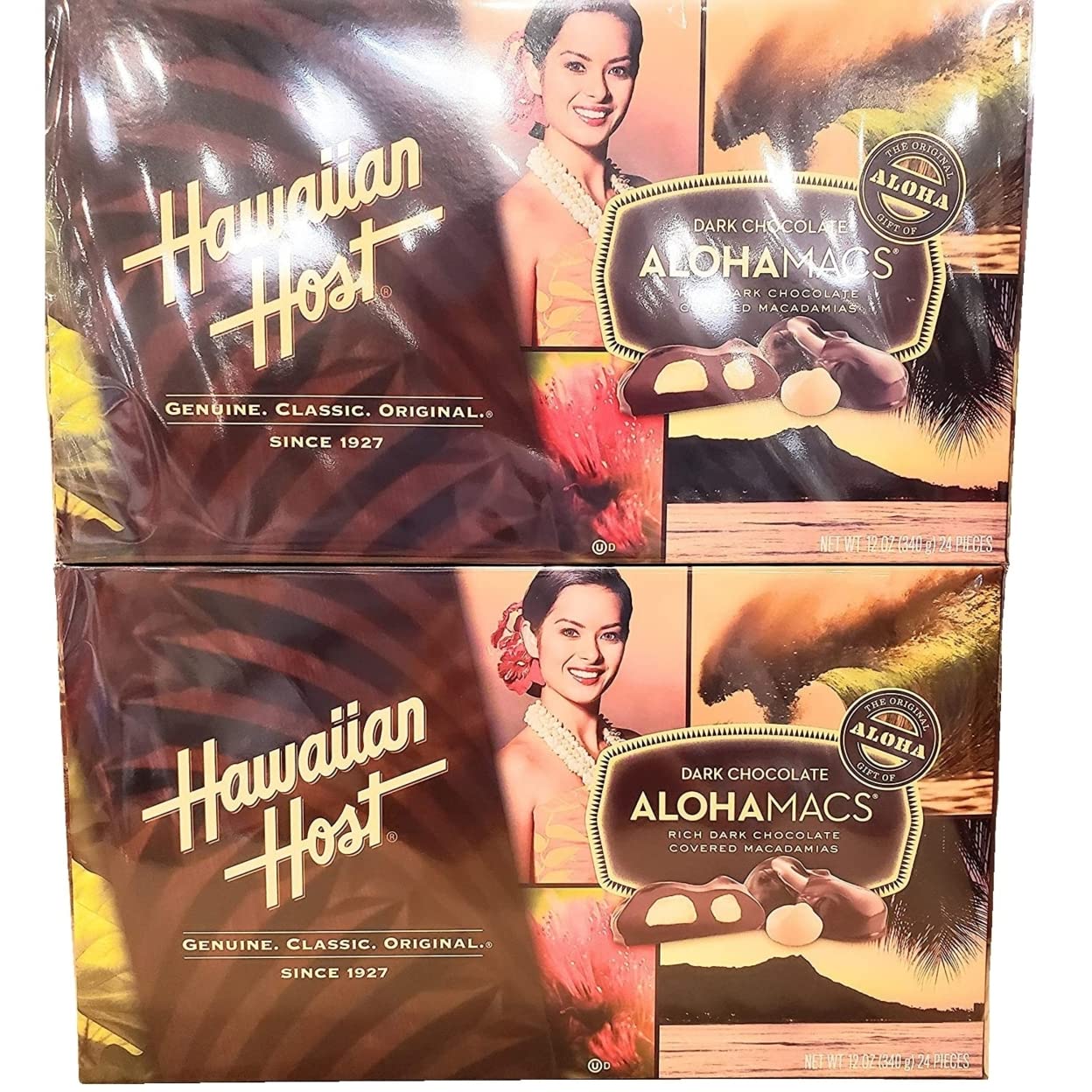 Hawaiian Host Dark Chocolate Alohamacs,12 Ounce Box, 2 Pack (24 Total Ounces; 48
