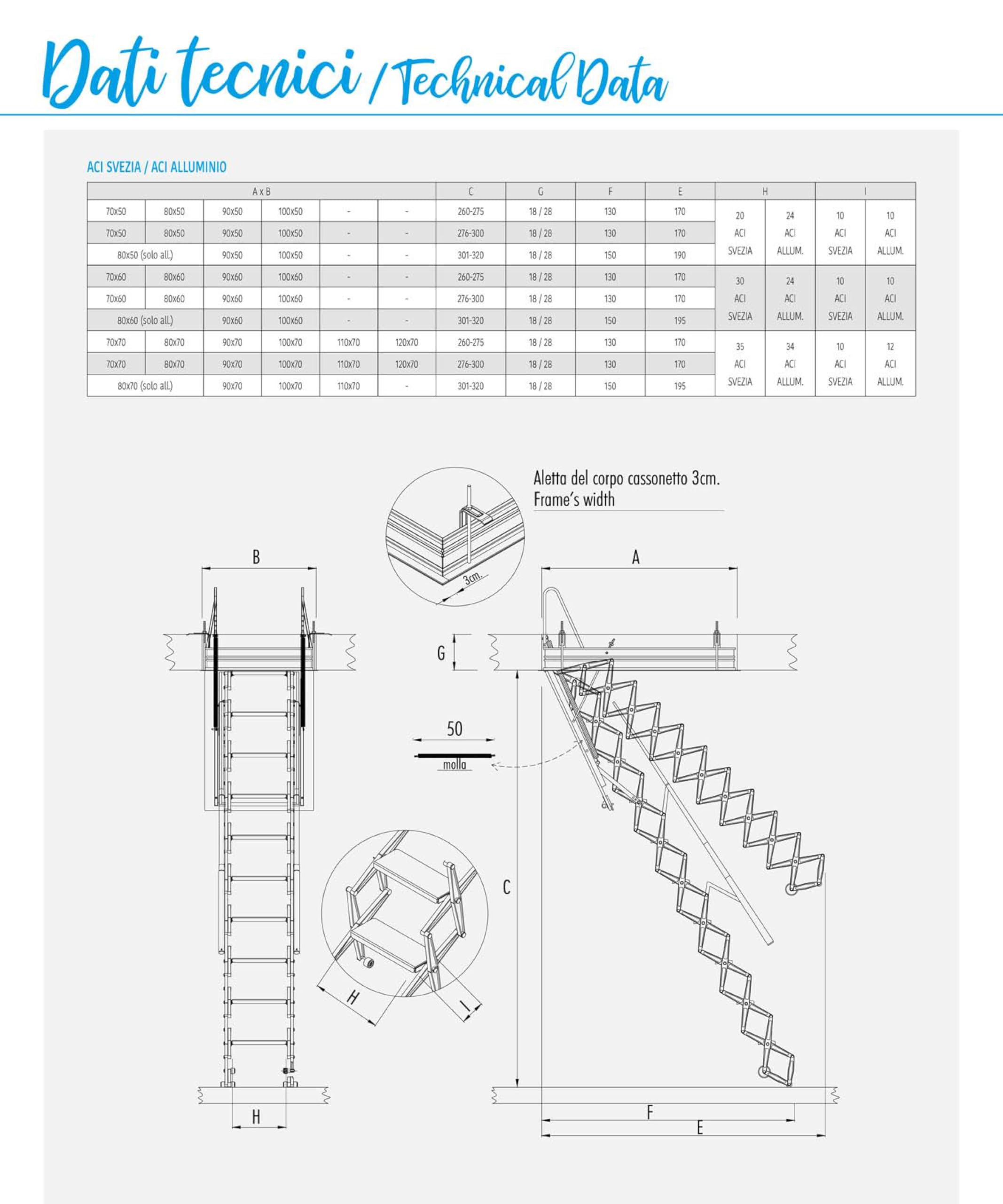 Scala Retrattile Fantozzi in acciaio (80x70x276/300)