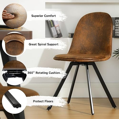 Miniatura 5 de Homy Casa Juego de 4 sillas giratorias de comedor, sillas laterales giratorias de 360, sillas de estilo moderno de mediados de siglo, sillas