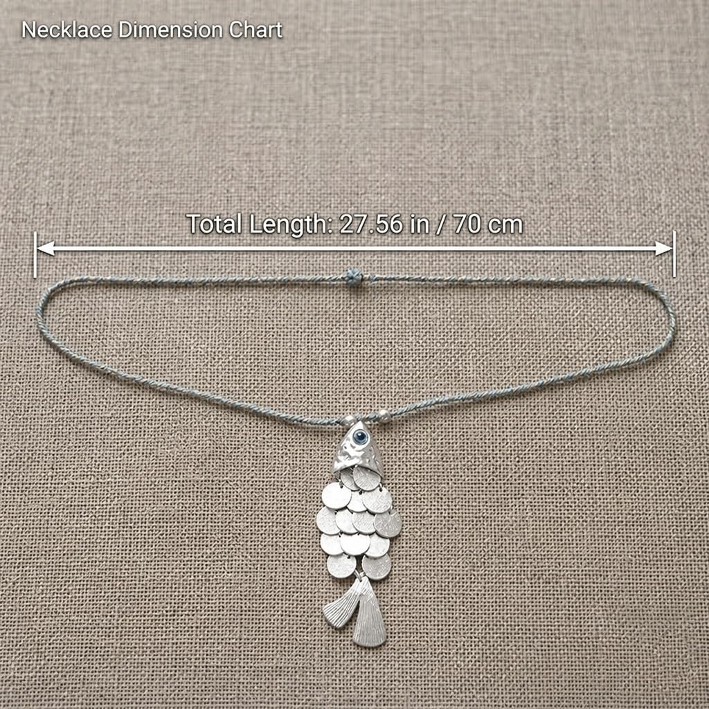 Silver Scaled Fish Pendant Necklace for Women image 3