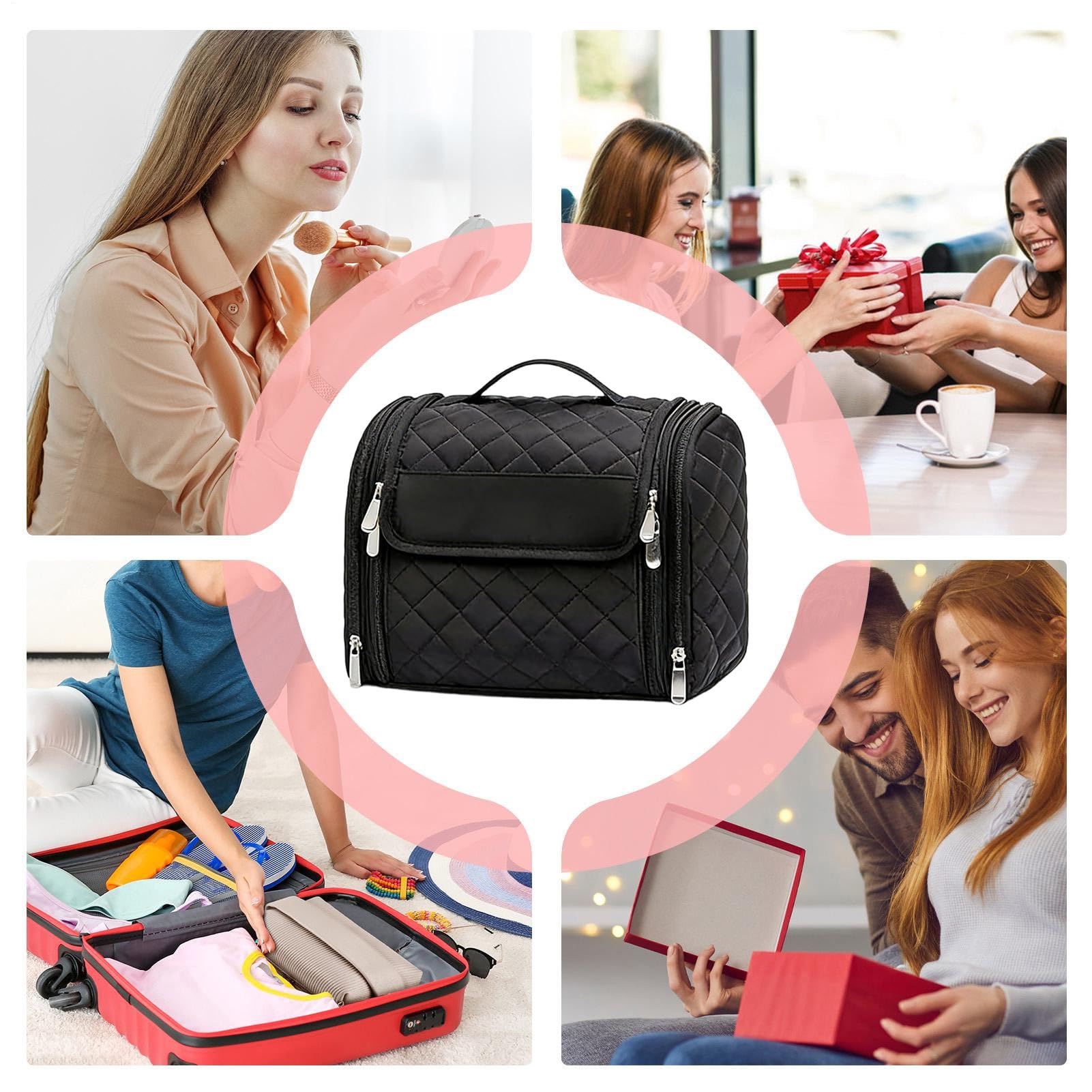 Neceser de Viaje Organizador de Maquillaje Grande con Capacidad | Neceser Portátil para Cosmética para viajes de negocios, vacaciones, avión, equipaje de mano, baño, gimnasio, exteriores,