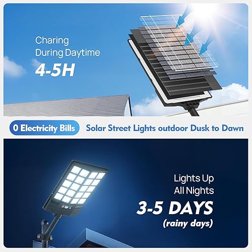 Miniatura 2 de Luz solar con sensor de movimiento, 2500 lúmenes, IP67, impermeable, luz de seguridad para exteriores para jardín y camino (paquete de 1)