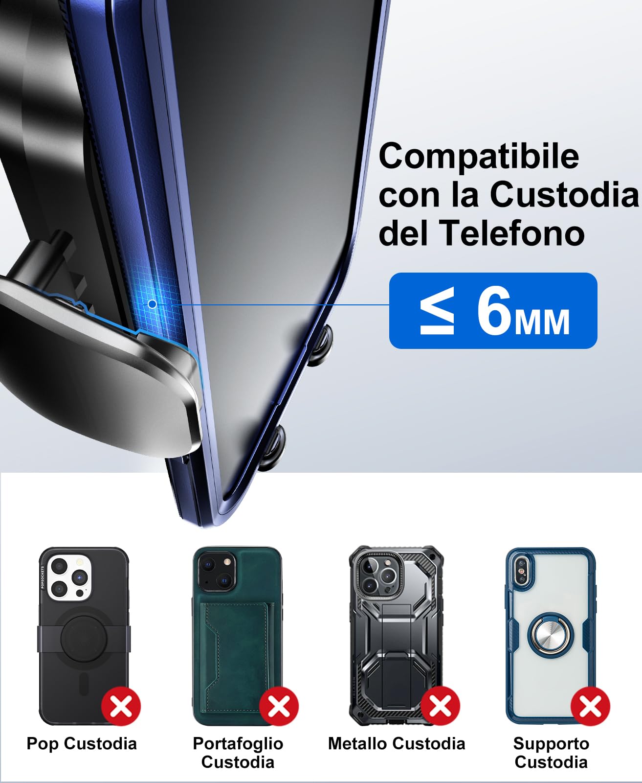 Beeasy Caricatore Wireless Auto Qi 15W- Ricarica Wireless Auto Rapida, Bracci di Auto-Bloccaggio, Supporto Telefono Auto Cruscotto per iPhone Samsung Huawei LG Ecc