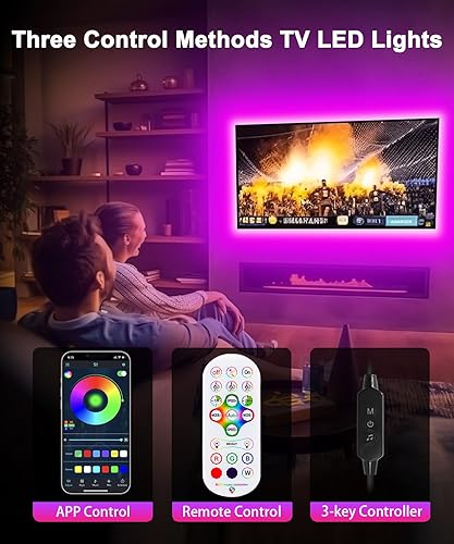 Miniatura 4 de HORYLIT Tira de luces LED RGB para TV de 32 a 43 pulgadas con lados completos, luces LED de TV detrás del monitor.