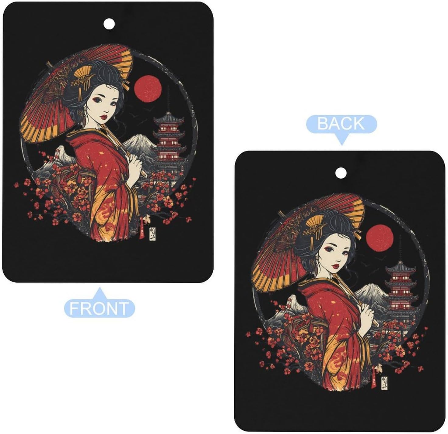 Geisha And Mount Fuji Car Air Freshener Hanging Aromatherapy Tablets for Car Accessories Square