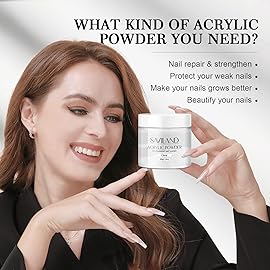Saviland Clear Acrylic Powder 5.29OZ Large Capacity Acrylic Nail Powder Polymer Beginner Friendly Long Lasting No Need Nail Lamp Professional Acrylic Powder for French Manicure Nail Carving