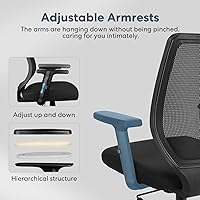 Vista 8 de Silla ergonómica de oficina, silla de escritorio de malla para el hogar con brazos ajustables, sillas de computadora con respaldo medio