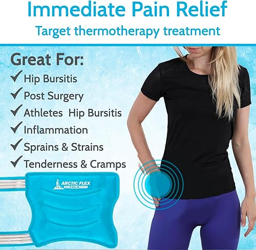 Miniatura 8 de Arctic Flex Envoltura de hielo de cadera después de la cirugía, soporte de gel reutilizable para bursitis de cadera, reemplazo, alivio del dolor,