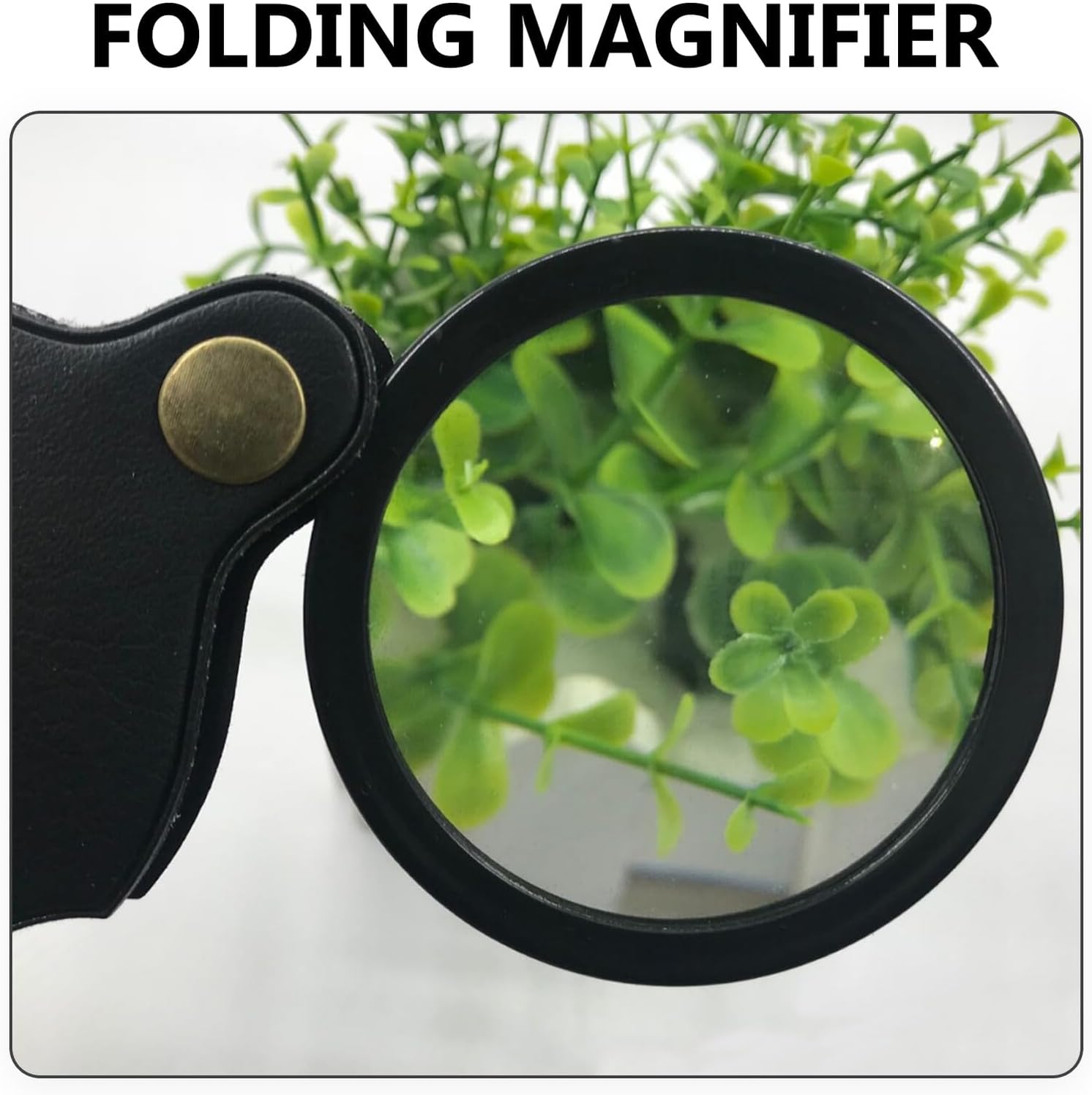 jojofuny 12pcs 50mm Folding Jewelry Magnifier Set Black, 10x Portable Handheld Loupe for Watch Repairing and Jewelry Identification