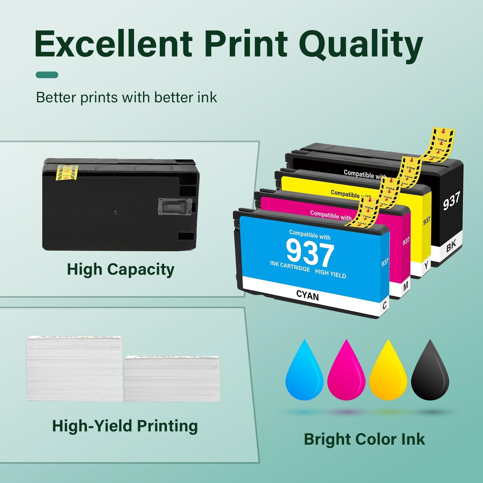 Cool Toner 936XL 936 9125e Lot de cartouches d'encre de rechange pour imprimantes HP 936e 936 pour imprimantes HP OfficeJet Pro 9125e 9120e 9730e 9130 9135e 9122e 9128e 9110b 9120b 9130b 9130e