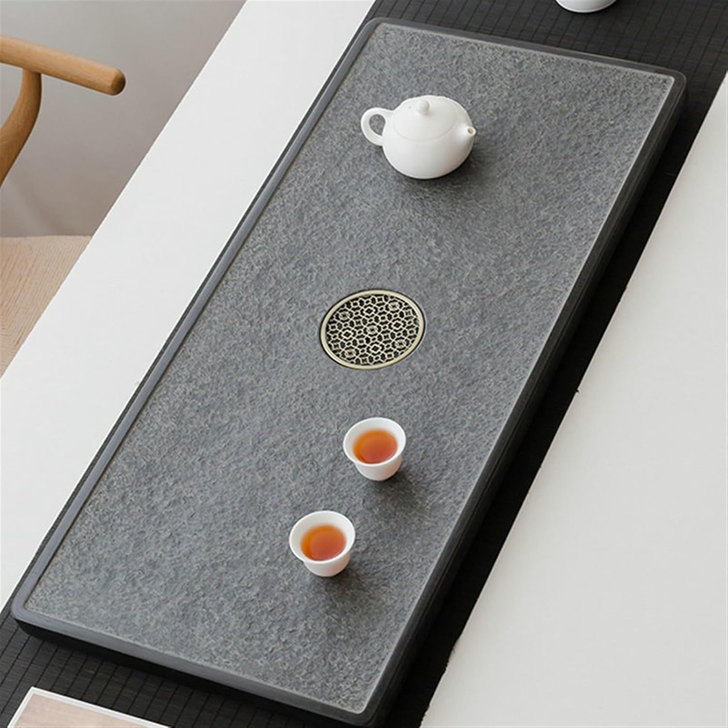 Afternoon Tea Tray Natural Ebonite Desktop Table Embedded Office Home Simple Stone Kung Fu Set