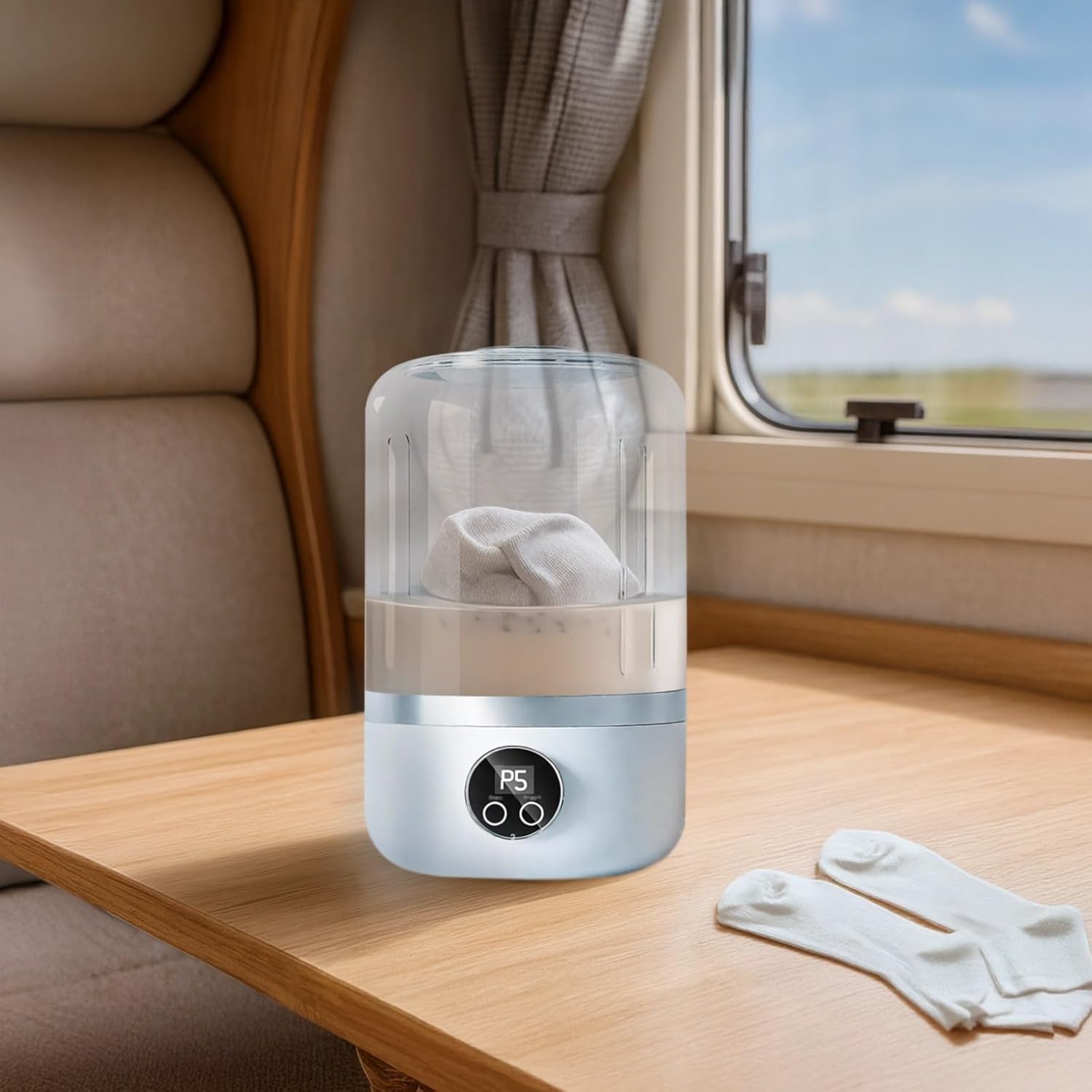 Portable Cordless Washer, Mini Imitation Hand Wash Washing Machine for Socks and Baby Clothes, Rechargeable and Compact