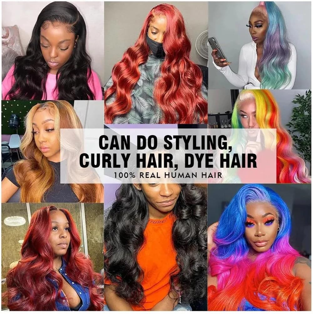 24Inch 360 Body Wave Lace Front Wigs Human Hair 150% Density Pre Plucked Natural Hairline with Baby Hair, Glueless 360 Full Lace Wigs Transparent Lace Front Wigs For Women Natural Color