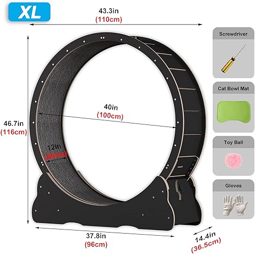 Miniatura 7 de Ejercitador de ruedas para gatos de interior con pasador de bloqueo. Diámetro interior 40 pulgadas/39.4 in. Rueda de ejercicio para gatos de gran