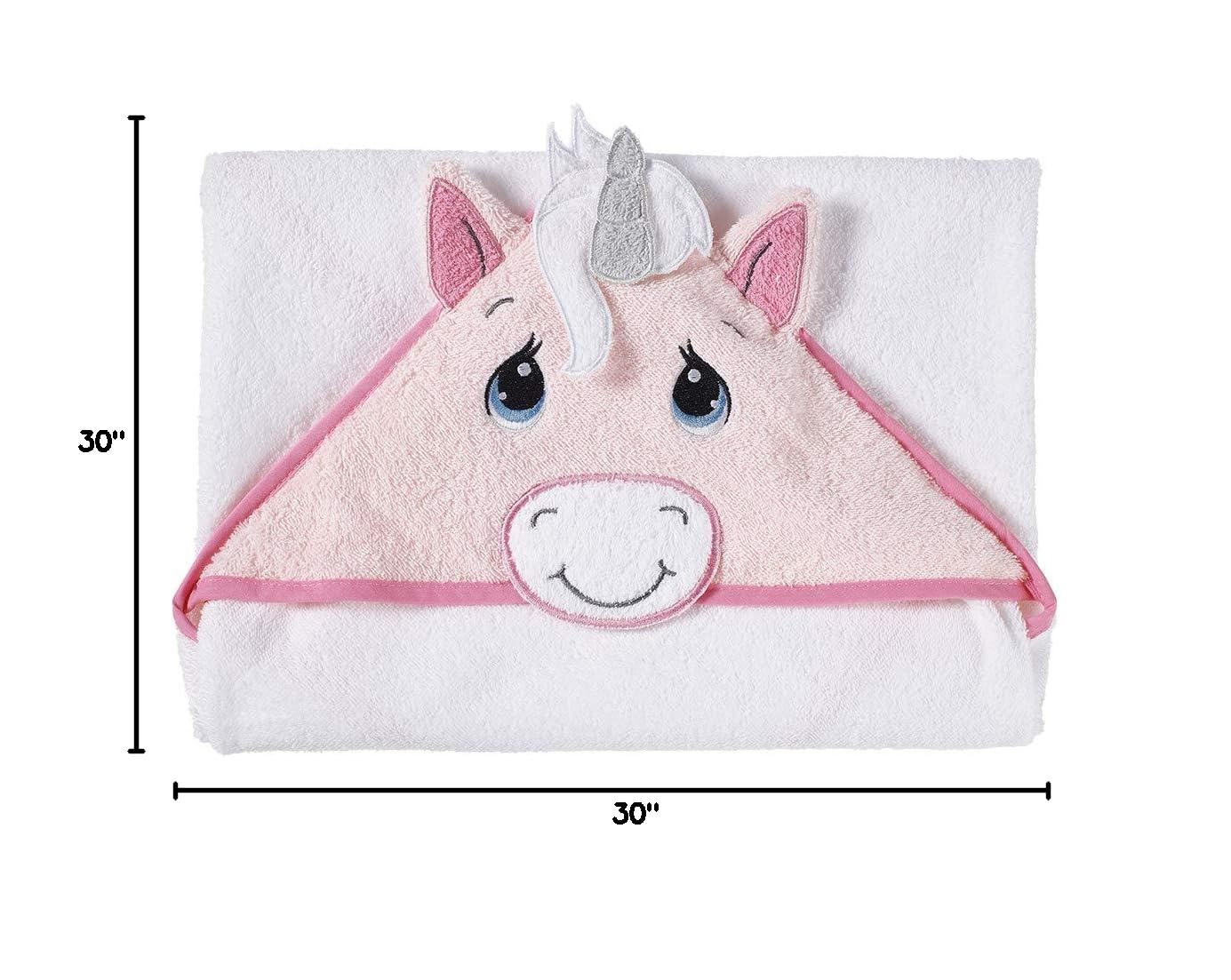 Precious Moments Sparkle Unicorn Hooded Towel, White/Pink