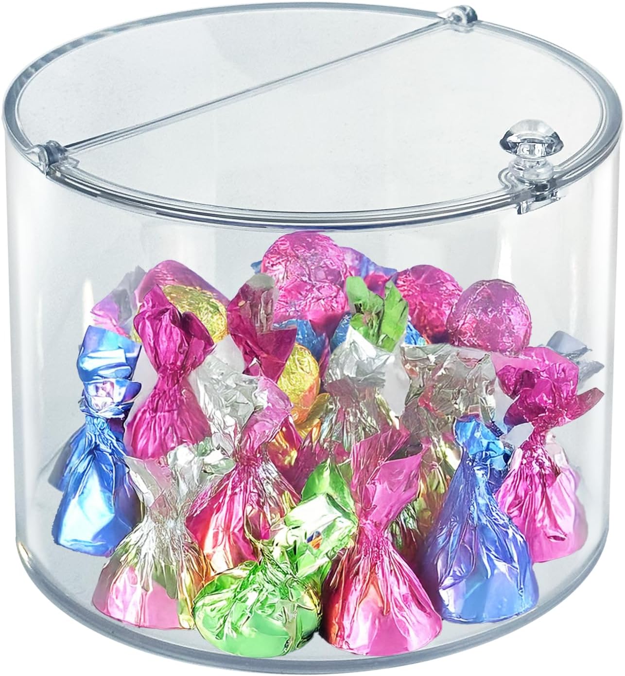 Azar Displays 400429 Round Candy Bin with Magnetic Lid – 1.06 Gallon Commercial Grade Clear Acrylic Food Storage Container, Airtight Snack Bin for Candy, Coffee, Cereal, Retail & Kitchen Use