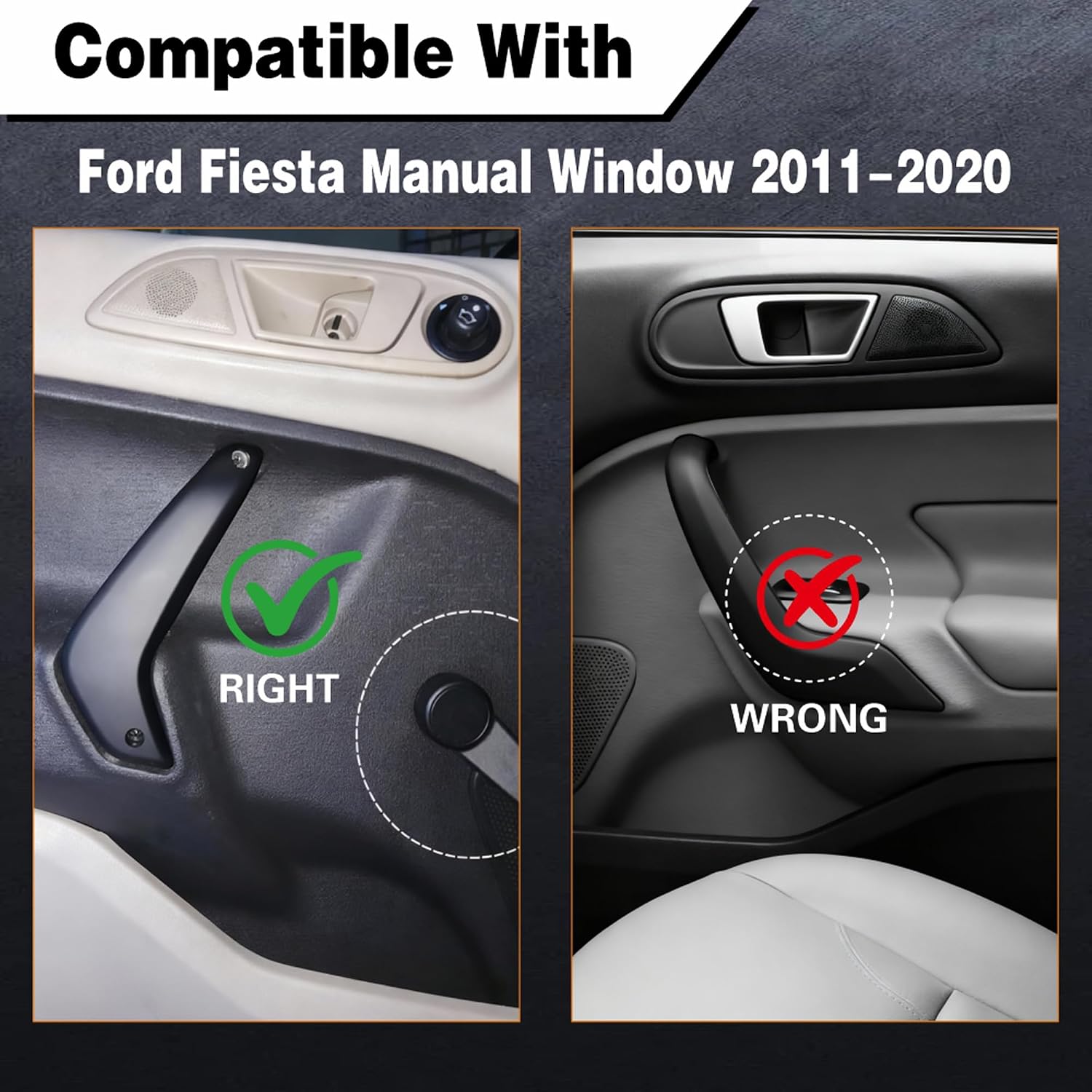 Interior Door Pull Handle for Ford Fiesta 2011-2020(Driver and Passenger Left Side), Manual Window, Not for Power wiindow,Replacement Part G2BZ-5823943-JA, D2BB-A23943-CA35B8, D2BB-A23943