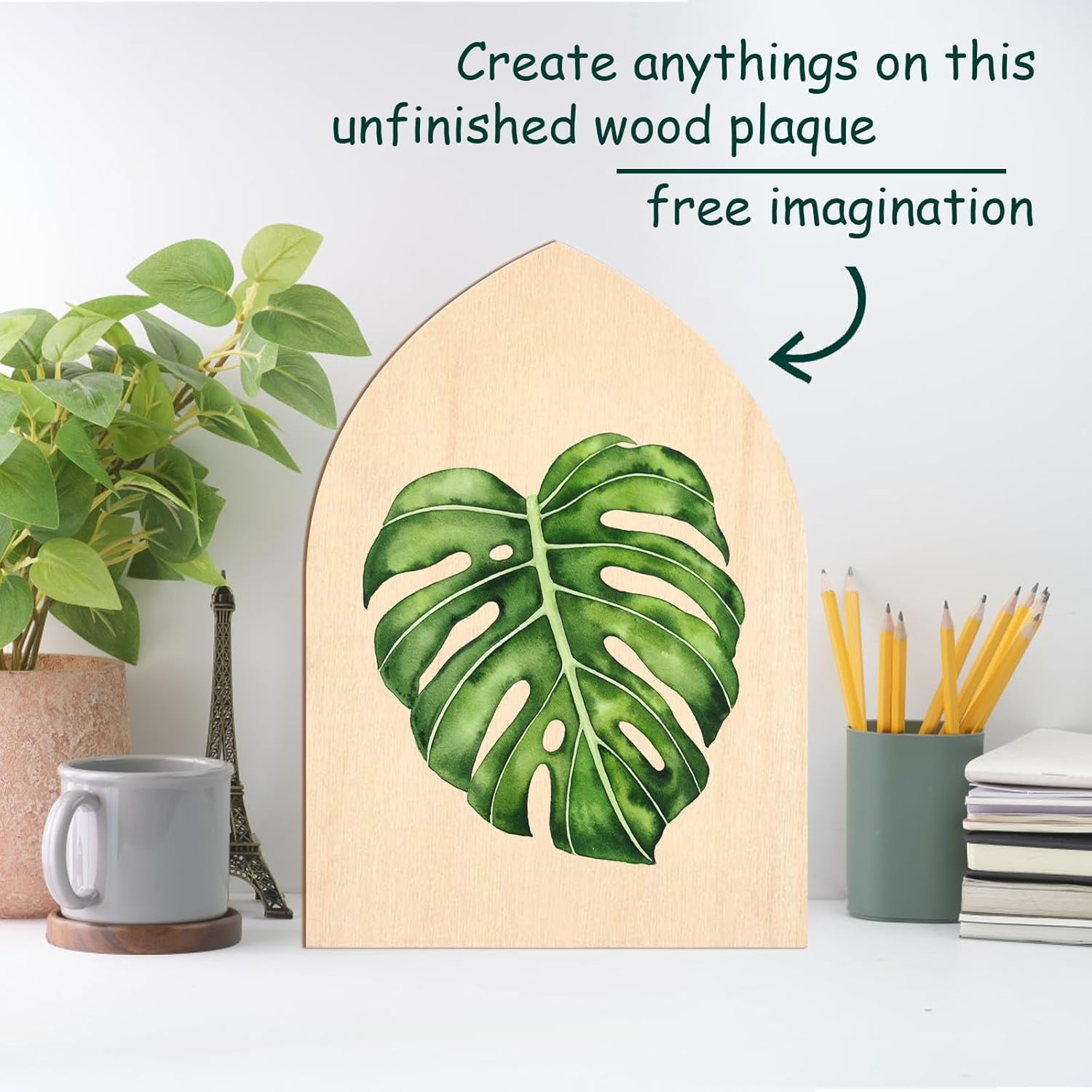 12 Pack Unfinished Gothic Arch Wood Plaque, 5” x 7” Basswood Shield Plaque Unfinished Wooden Arch Crafts DIY Gothic Wood Surface for Woodburning DIY Project Crafts