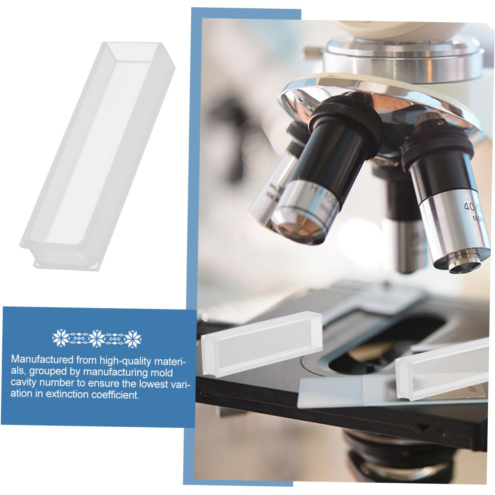 Gatuida 3piezas Cubeta De Cuarzo Transparente para Espectrofotometría Cuvette De Cuatro Caras para Análisis De ADN y Proteínas para Estudios UV-Vis