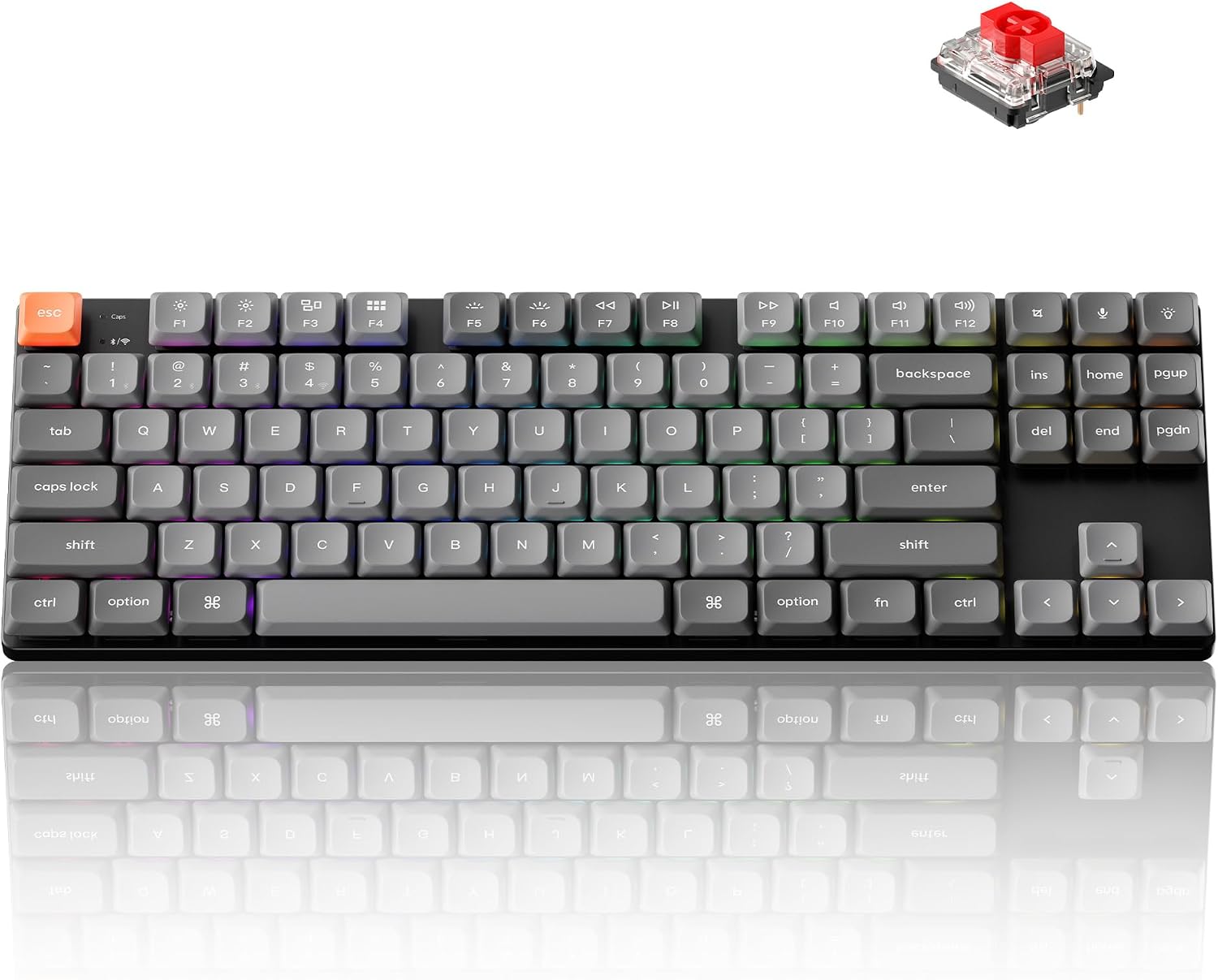 K1 Max Ultra-Slim Wireless Mechanical Keyboard, 80% TKL Layout Bluetooth/2.4 GHz/Wired Keyboard with Low-Profile Gateron Red Switch, Hot-Swappable, RGB Backlit QMK for Mac Windows Linux