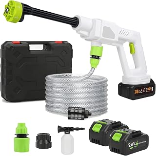 Cordless Pressure Washer 1100 PSI Portable Power Washer, Handheld Electric Car Pressure with 6-in-1 Nozzle, Power Car Cleaner for Floor Garden Fence Yard (White)