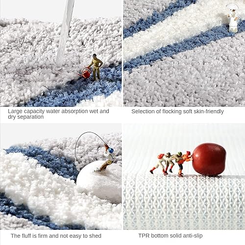 Miniatura 2 de BIKETEK Tapete de baño de microfibra, suave, esponjoso y antideslizante (16 x 24 pulgadas, gris)  Lavable a máquina para baño, ducha y bañera