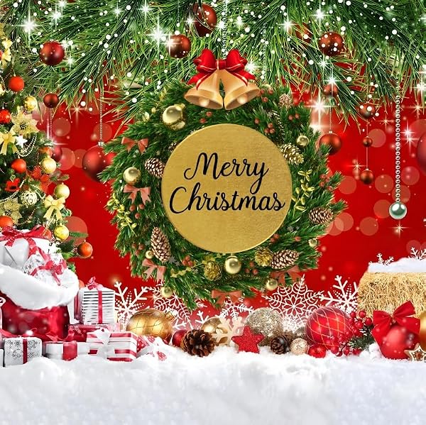 DASHAN 10x10ft Christmas Backdrop for Photography Xmas Decorations Photo Backdrop Snow Winter Holiday Backdrops Christmas Trees Balls Decorations for Party Supplies Photo Prop by DASHAN - Used condition - US$8.34