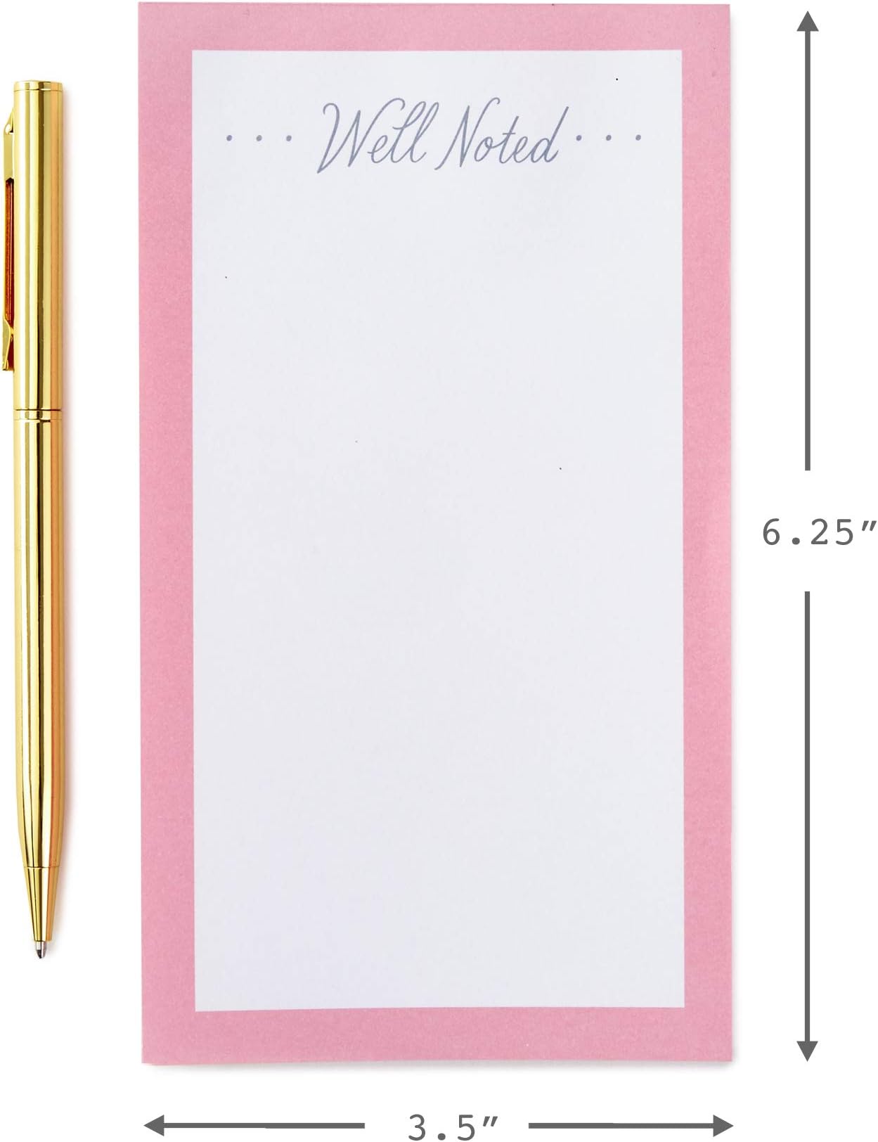 Hallmark Notepad Bundle with Pen, Pretty Pinks (3 Notepads in Assorted Sizes with Gold Pen)