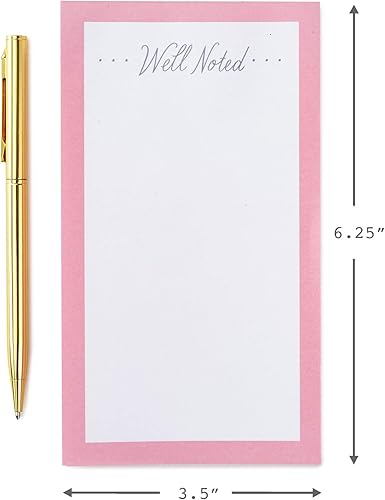 Miniatura 6 de Hallmark Paquete de bloc de notas con bolígrafo, Pretty Pinks (3 bloc de notas en varios tamaños con bolígrafo dorado)