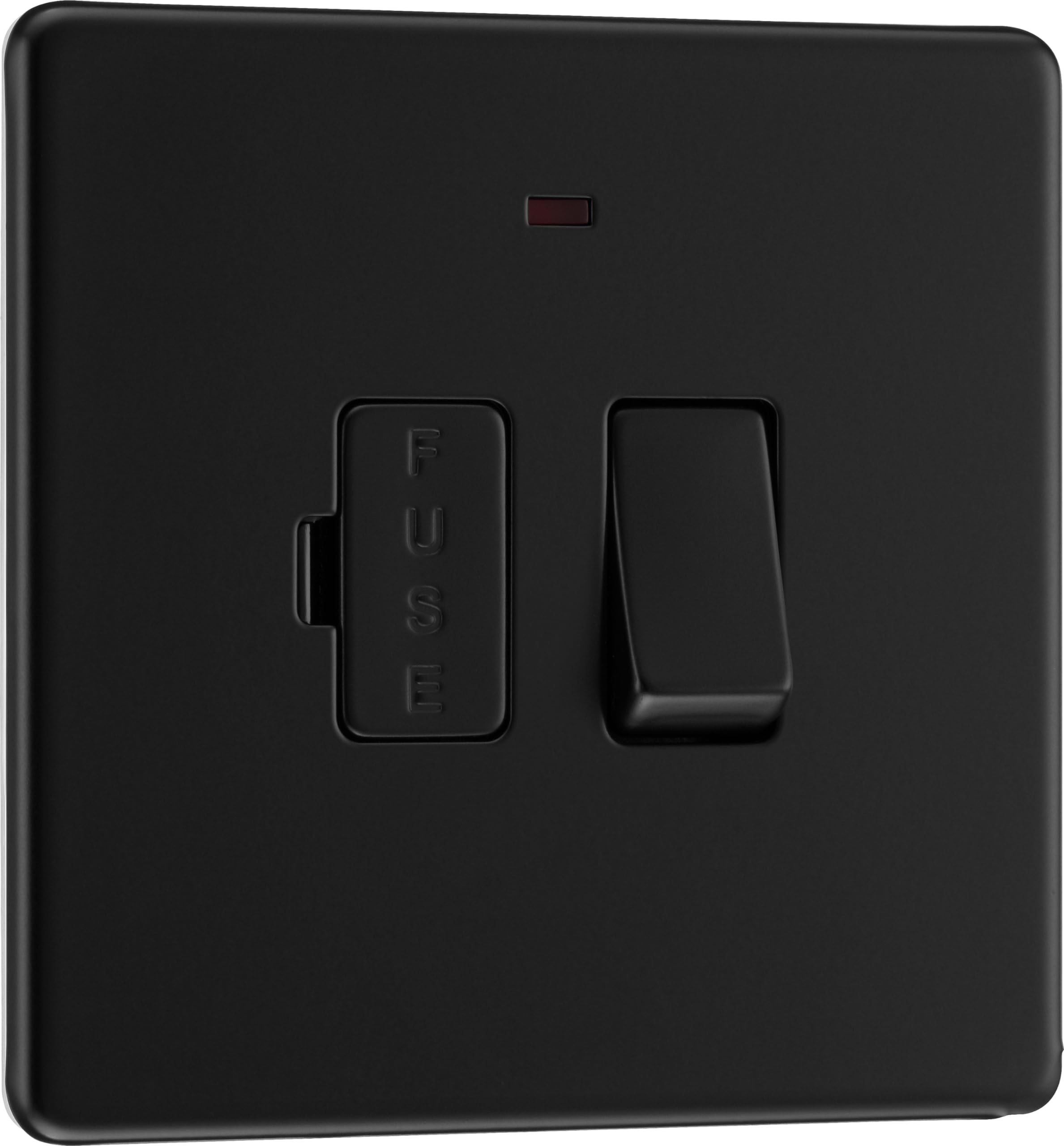 BG Electrical Switched Fused Connection Unit with LED Power Indicator, Fused Spur Switch, Double Pole, Screwless Front Plate, Slim Profile, Premium Flatplate, Matt Black, 13A, FFB52