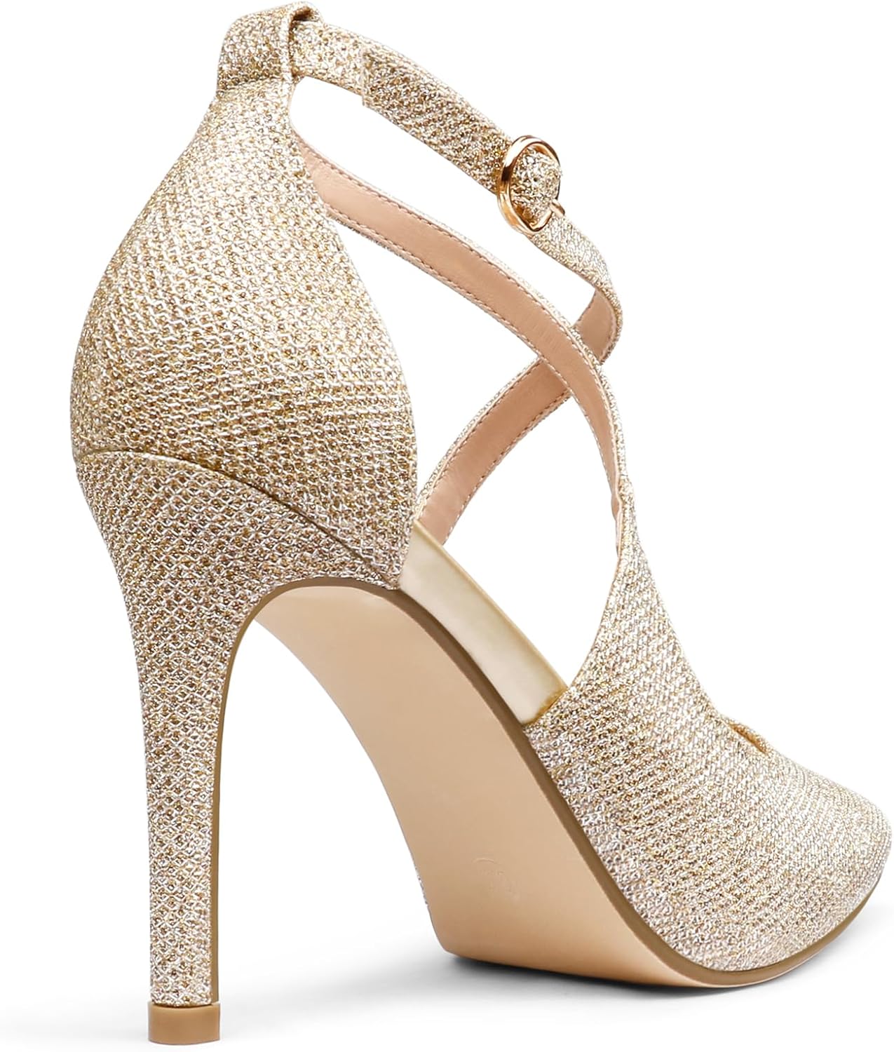 COLETER Womens 4" Pointed Toe D'Orsay Pumps Stilettos High Heel Crossed Ankle Strap Dress Shoes - Image 7