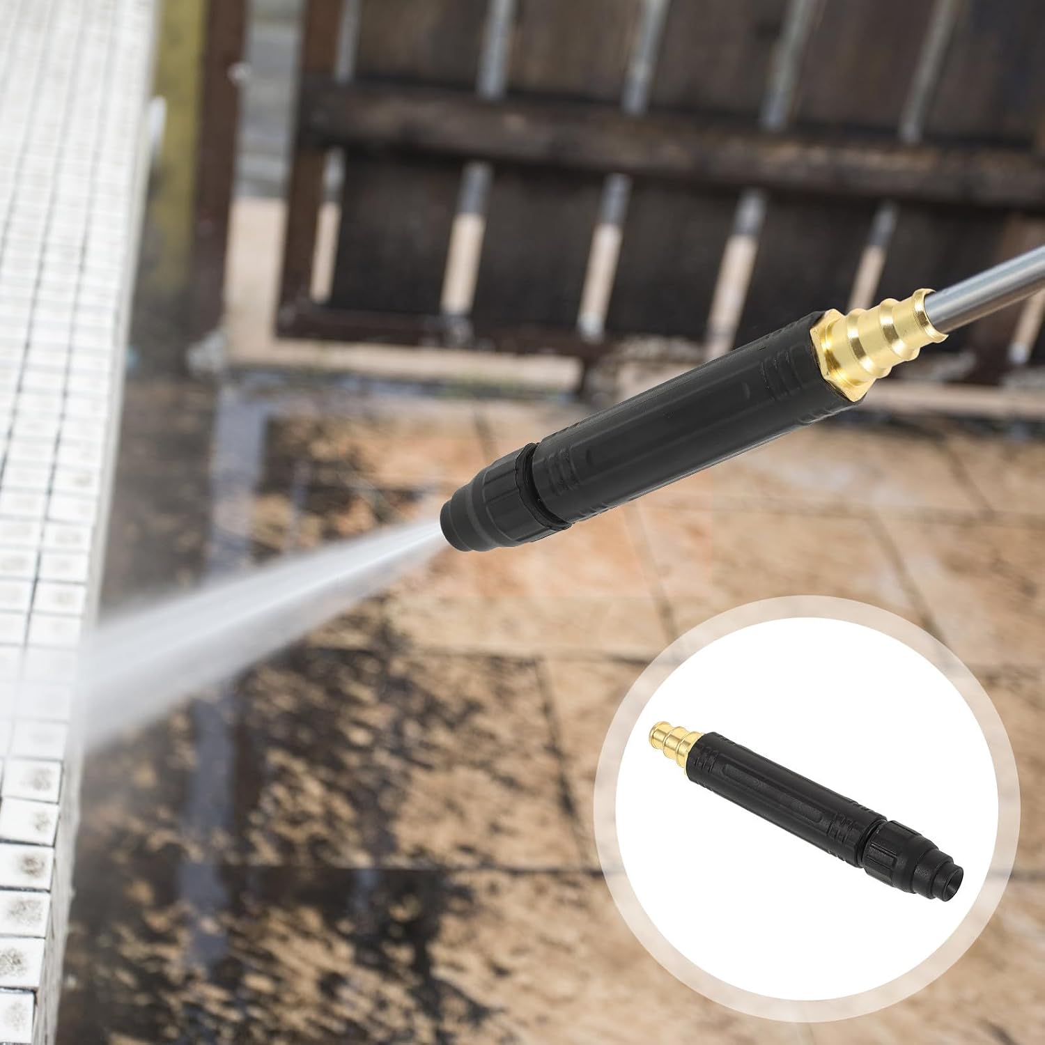 Car Wash Nozzle High Pressure Hose Attachment Straight Spray Black