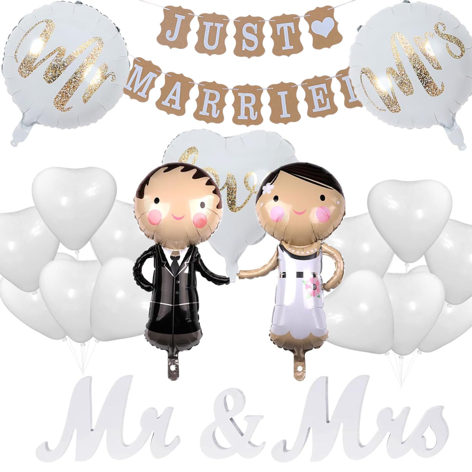 decoración para bodas kit,set globos boda,globosbodadecoracion,Globos Boda Novios, Just Married Decoracion Mr & Mrs Letras Decorativas Madera