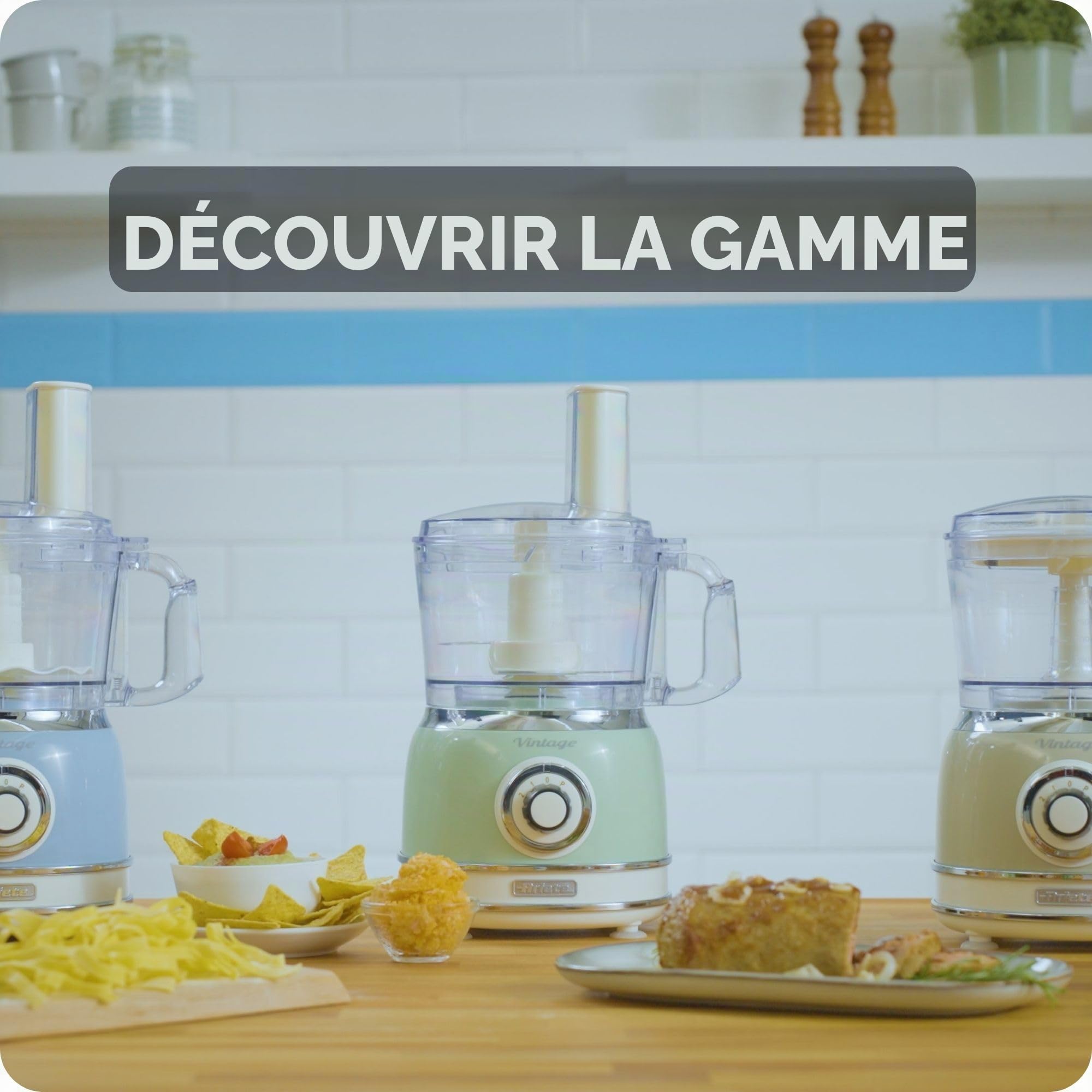 Ariete 1781 Robot de Cuisine Vintage, Hache, Pétrit, Tranche et Râpe, Lames Acier Inoxydable, 2 Vitesses+Pulse, pour Pain, Pizza, Desserts et pour Fouetter la Crème, Capacité 1,2L, 1000W, Vert