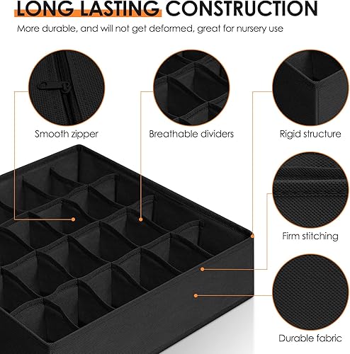Miniatura 4 de Organizador de cajones, paquete de 16 contenedores organizadores de aparador para ropa de bebé, calcetines de ropa interior, organización de armario