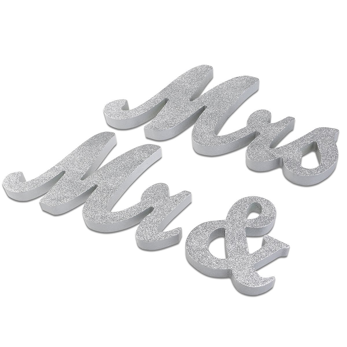 Alnicov - Lettere in legno con scritta Mr & Mrs in stile vintage, per matrimoni, tavoli e foto per feste, decorazioni da tavolo con 5 dischetti di fiori (oro