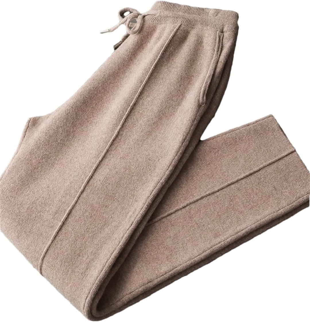 Men’S Cashmere Pencil Pants Knit Elastic Waist Soft Office Casual Trousers