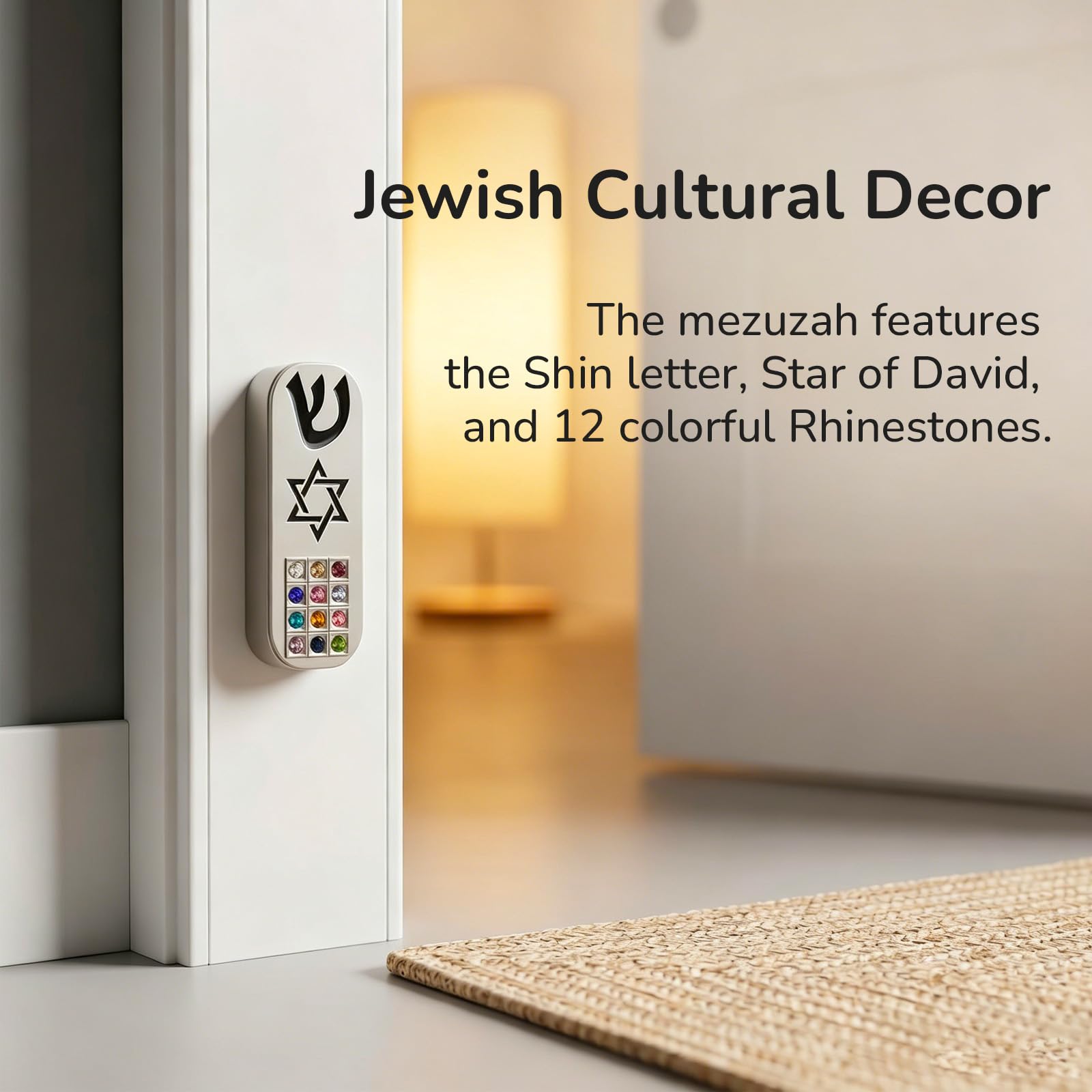 Mezuzah - Mezuzah per auto con preghiera da viaggiatore, in metallo, con custodia a ribalta, design con mattoni di Gerusalemme, per un regalo artistico ebraico sicuro (nero)