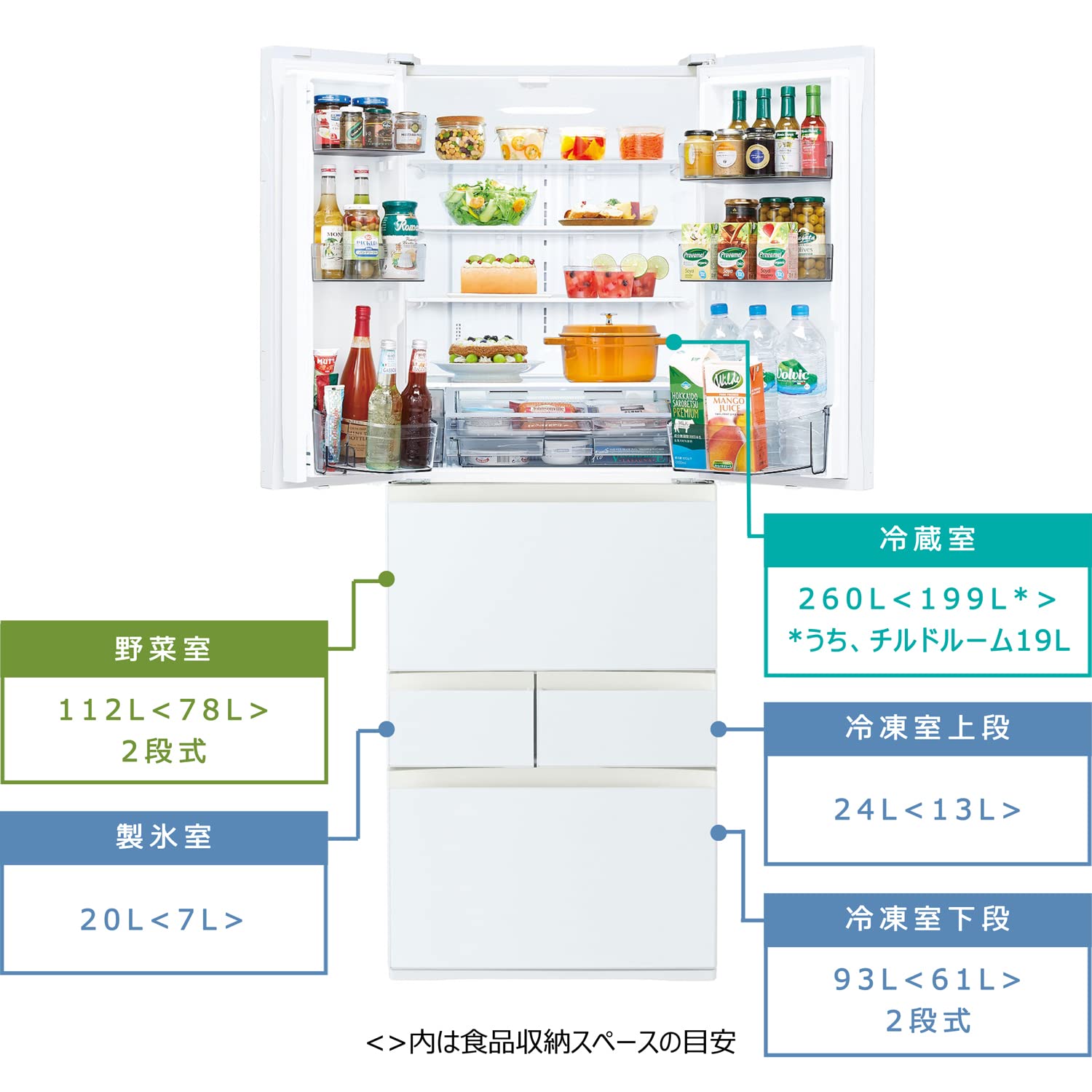 Amazon.co.jp: 東芝 冷蔵庫 幅65㎝ 509L グランホワイト GR-U510FH (EW 
