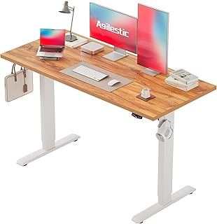 Agilestic Höhenverstellbarer Schreibtisch 135 x 60 cm, Stabiler Schreibtisch Höhenverstellbar Elektrisch mit Memory-Handsteuerung, Ergonomischer Steh-Sitz Tisch Computertisch, Hellbraun