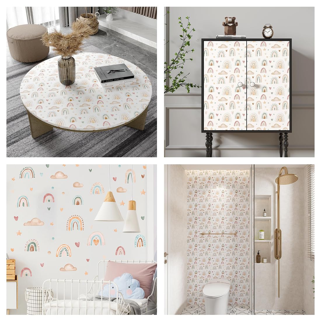 Arcobaleno Cuori Bohémien Adesivi Murali per Cameretta Bambini