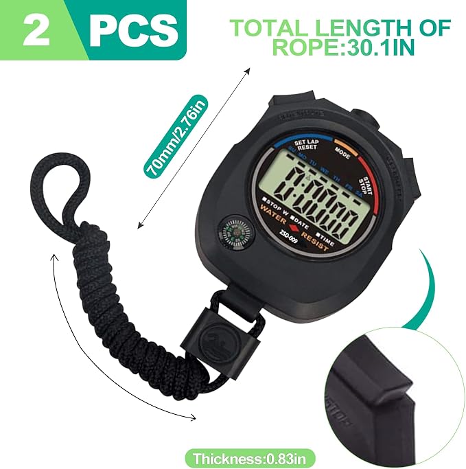 Multifuncional cronómetro digital 2 pack para deportes miniatura 2